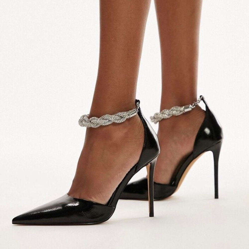 Topshop Women's Black and Silver Sandals